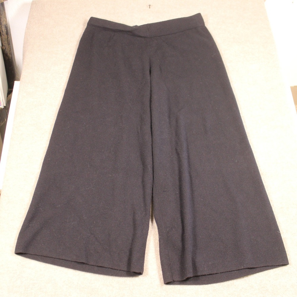 Nine West Womens Plus 0X Black Knit Wide Leg Cropped Sweater Pants RN146919